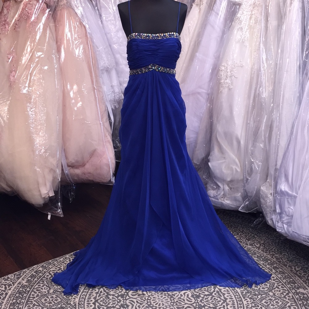 Luxury Royal Blue Chiffon Gown